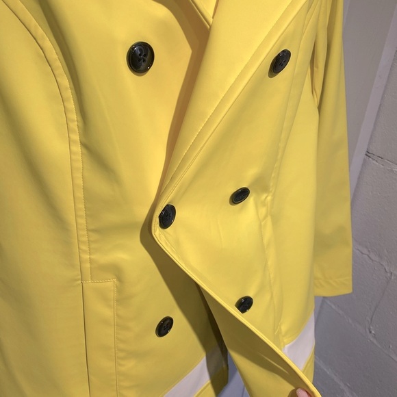 NWT Talbots Spring Jacket Coat Size Small Hello Yellow Detachable Hood Rain Go - Picture 5 of 16